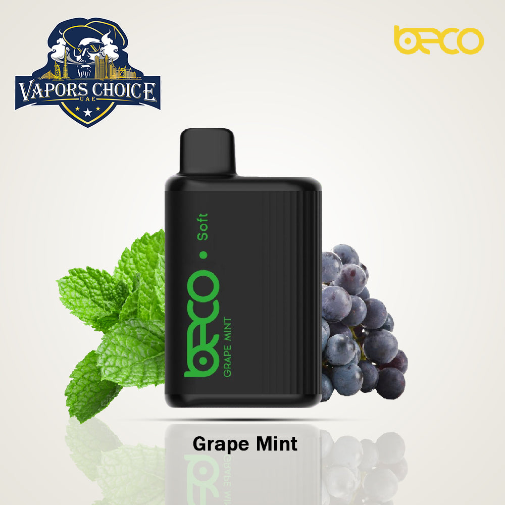 BECO SOFT (20 & 50mg) 6000 - PUFFS DISPOSABLE VAPE (Non-Rechargeable) Grape Mint UAE Ajman & Ras Al-Khaimah